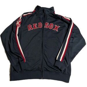 Boston Red Sox Jacket Mens Large Stitches Track Jacket Full Zip MLB Navy